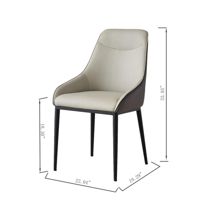 Set of 2 Giga modern dining chairs with upholstered seats, steel metal legs, black and gray two-tone finish, ideal for kitchen or living room