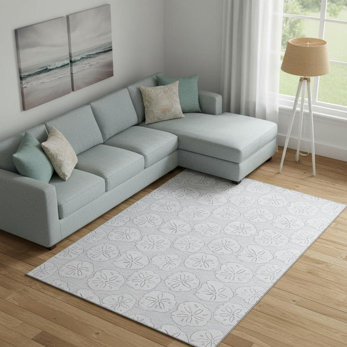 10' X 14' Geometric Washable Area Rug With UV Protection (646091) - Gray / Ivory