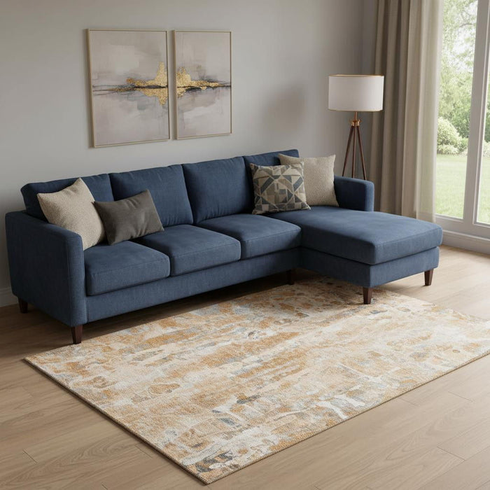 10' X 14' Abstract Washable Area Rug With UV Protection (718520) - Orange / Ivory
