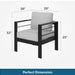 Pair of Giga modern all-weather patio armchairs with thick cushions, ideal for outdoor seating and relaxation.