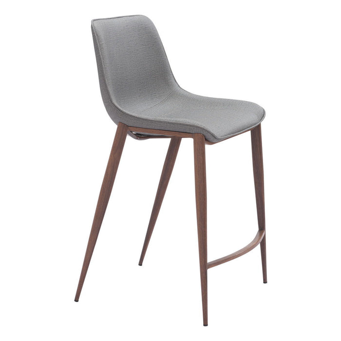 26" Modern Slate Faux Leather And Steel Counter Height Bar Chairs (Set of 2) - Gray
