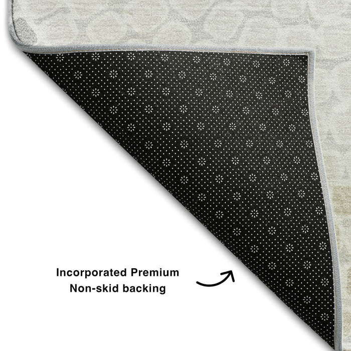 10' X 14' Geometric Washable Area Rug With UV Protection (670117) - Gray / Charcoal / Silver
