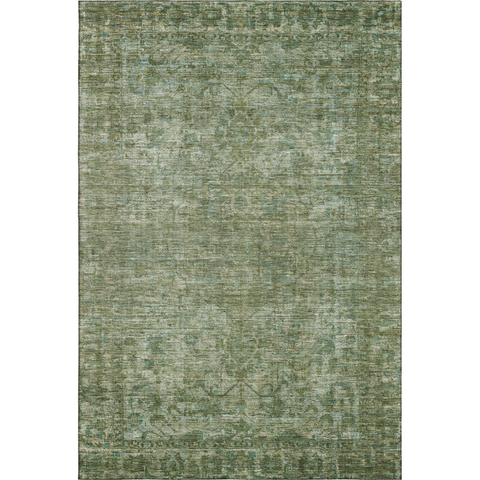 10' X 14' Oriental Washable Area Rug With UV Protection (699909) - Olive Green / Fern Green