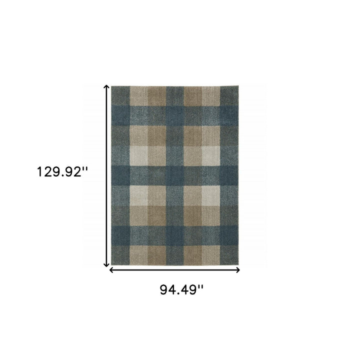 8' x 11' Geometric Power Loom Area Rug - Tan And Gray