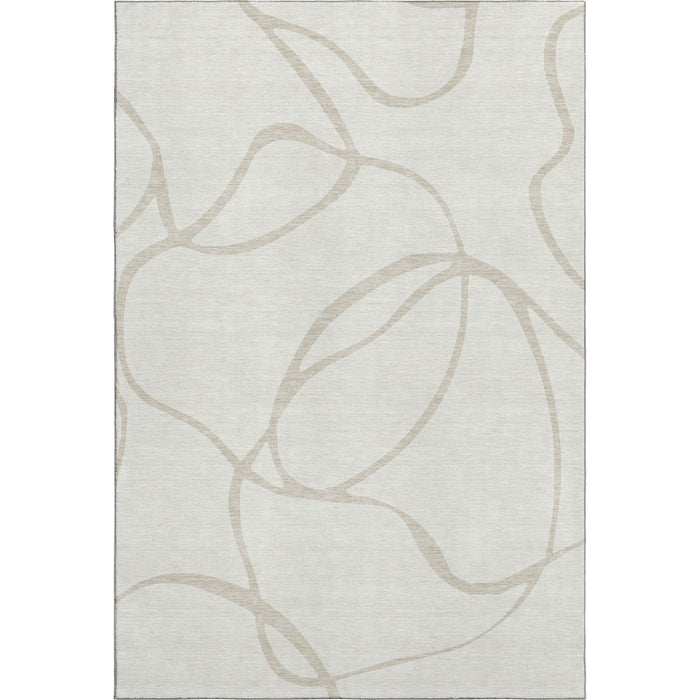 10' X 14' Abstract Washable Area Rug With UV Protection (678652) - Ivory / Beige