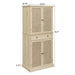 Giga natural 4-door accent storage cabinet with 1 drawer and 4 adjustable inner shelves, showcasing wood grain finish and interior storage.