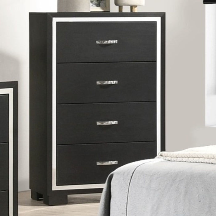 Black Giga 4-drawer bedroom chest with handles, accent furniture featuring sleek storage and modern design.