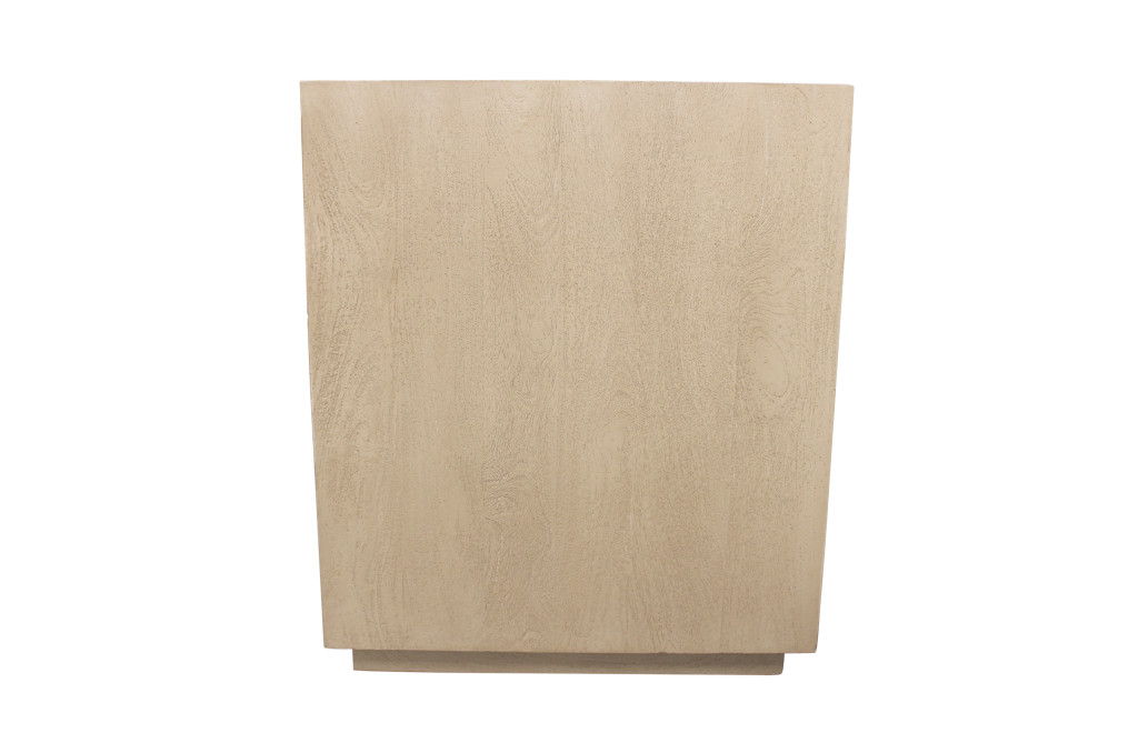 24" Solid Wood Ribbed Texturere Three Drawer Nightstand - Natural