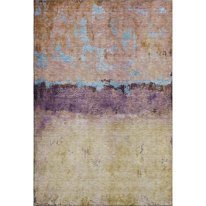 10' X 14' Abstract Washable Area Rug With UV Protection (698071) - Salmon / Blue / Gold