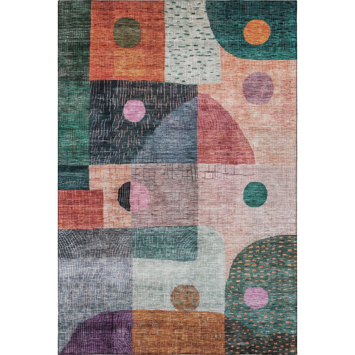 10' X 14' Geometric Washable Area Rug With UV Protection (684816) - Orange / Teal / Purple