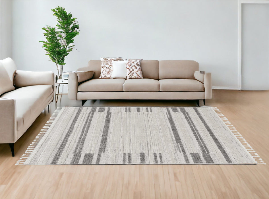 12' x 15' Abstract Area Rug - Ivory And Gray