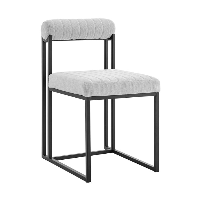 Upholstered Polyester Open Back Dining Side Chairs (Set of 2) - Pearl Silver
