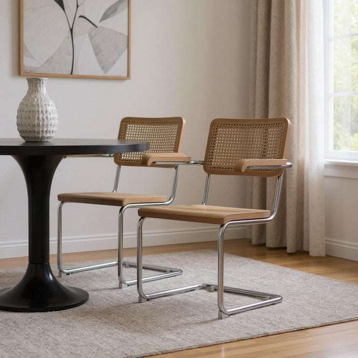 Wood Dining Parsons Chairs (Set of 2) - Natural / Gray