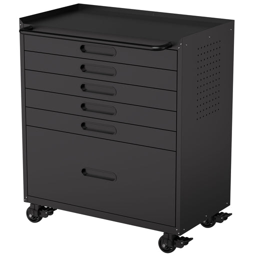 Heavy-duty Giga rolling tool cabinet with lockable doors and drawers, ideal for garage storage and organization.