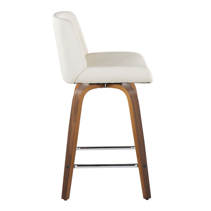 Santi - 24" Fixed-Height Counter Stool With Swivel - Walnut Wood (Set of 2)