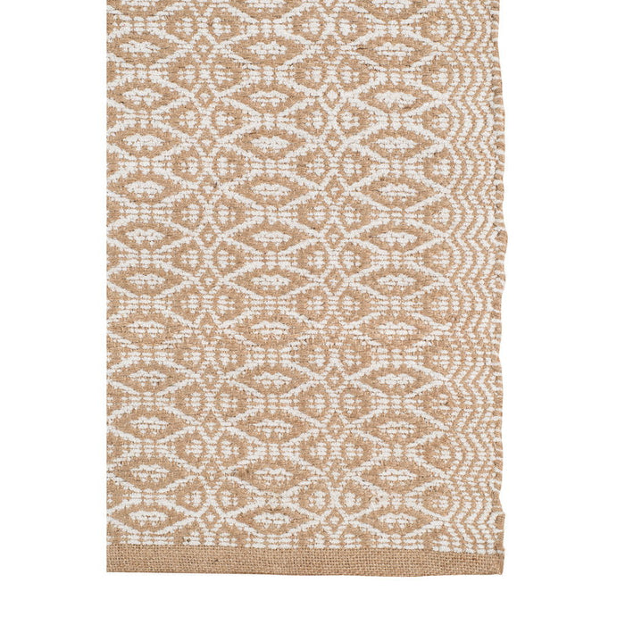 8' x 10' Geometric Flatweave Handmade Area Rug - White And Tan