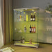 Giga modern display cabinet with LED lights, transparent tempered glass doors, two compartments, and three shelves for stylish storage.