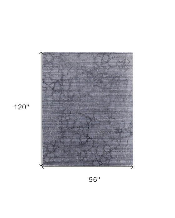 8' x 10' Abstract Hand Woven Wool Blend Area Rug - Gray And Blue