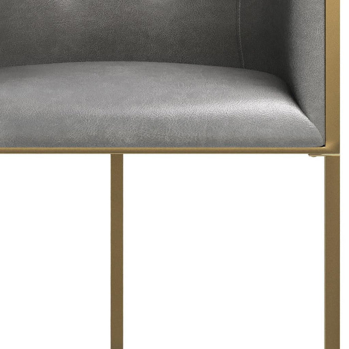 Fabric Low Back Bar Height Bar Chair - Gray / Gold