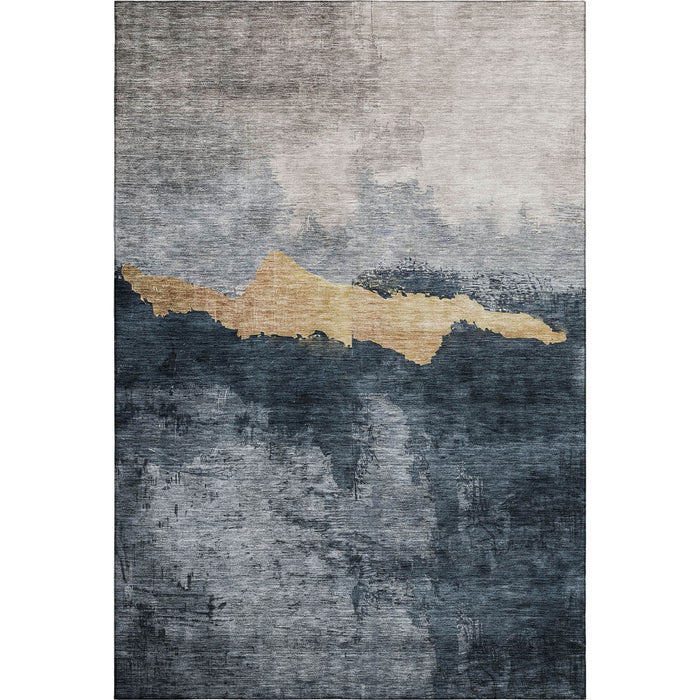 10' X 14' Abstract Washable Area Rug With UV Protection (683560) - Blue / Gray / Gold