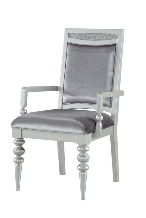 Upholstered Fabric Dining Arm Chairs (Set of 2) - Platinum