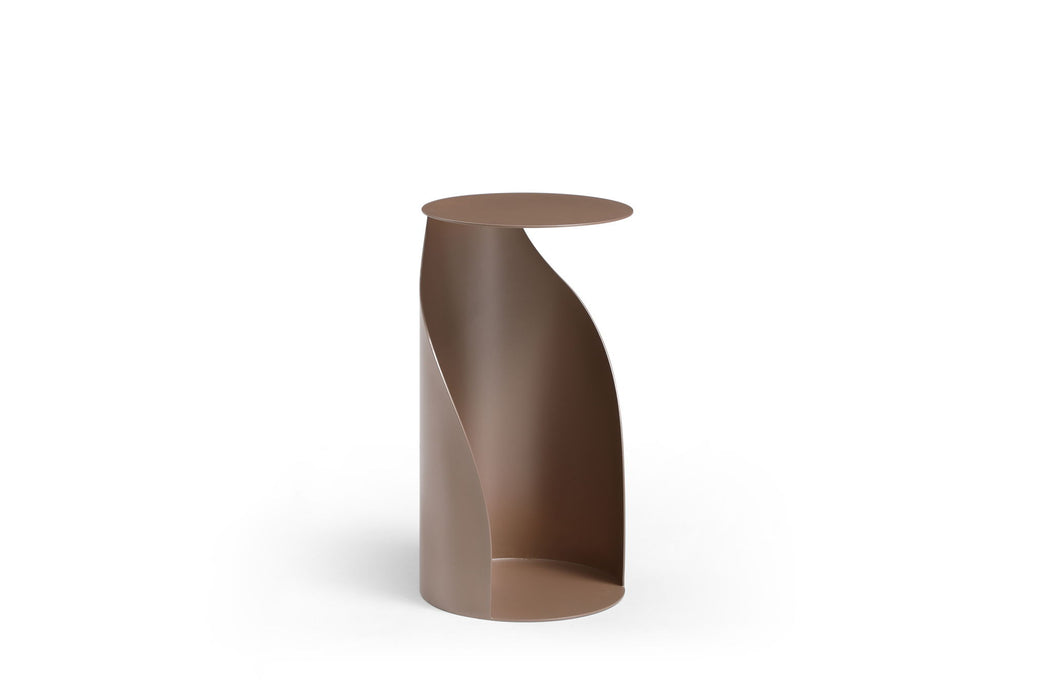 Steel Round Pedestal End Table (719933) - Gold
