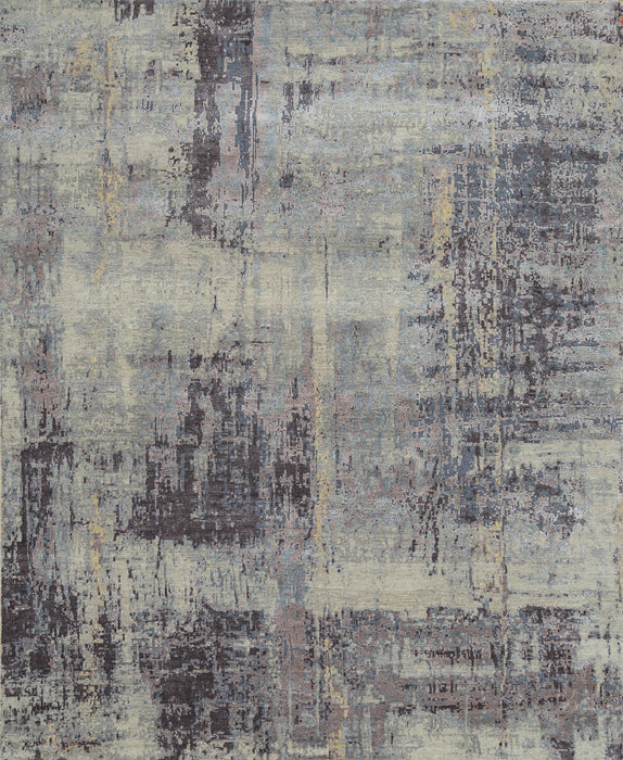 8' X 10' Abstract Hand Knotted Area Rug - Purple