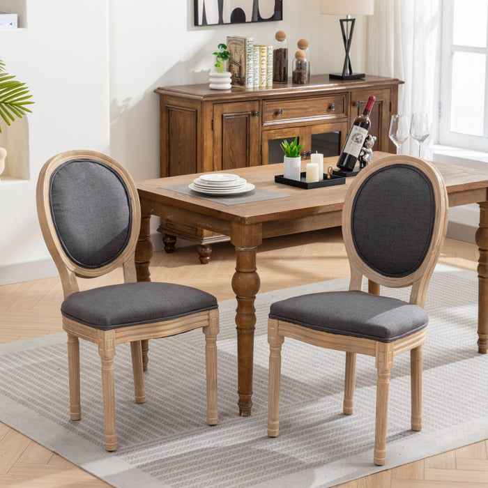 Set of 2 Giga French Style antique dining chairs with solid wood frames and fabric backrests, showcasing elegant classic design.