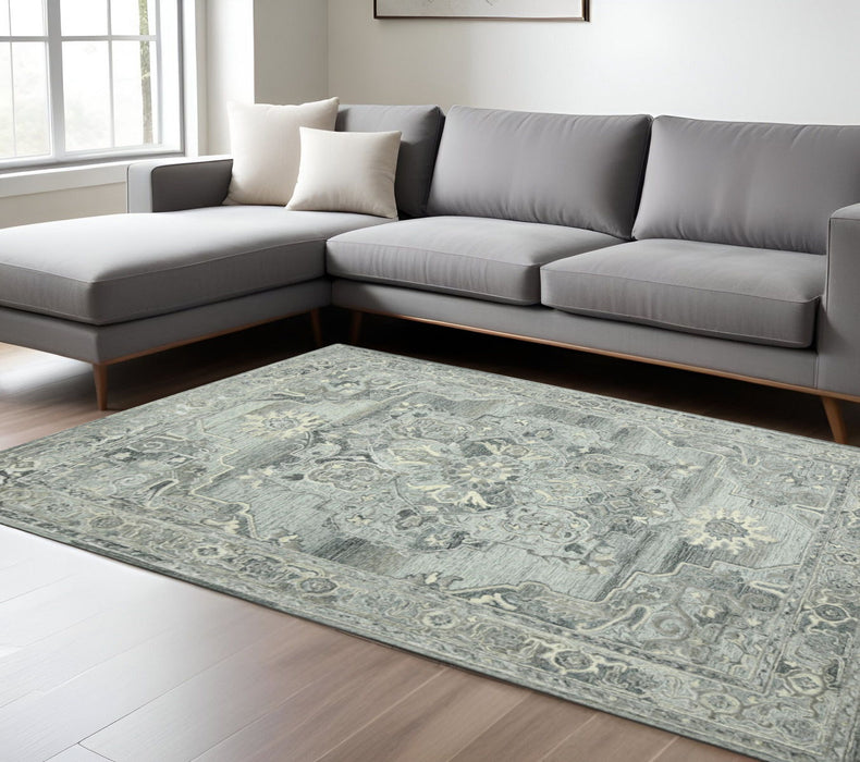 9' X 13' Wool Oriental Hand Tufted Area Rug - Gray