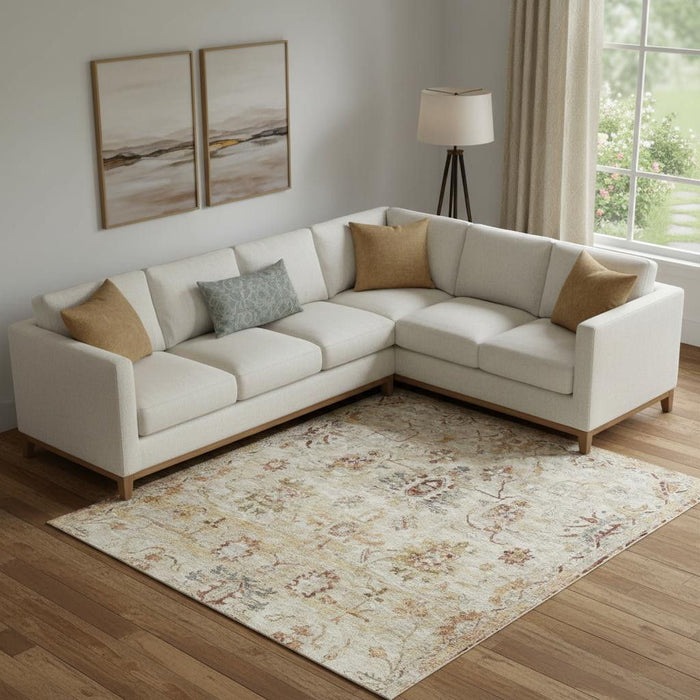 8' X 10' Oriental Distressed Area Rug (550768) - Ivory / Red
