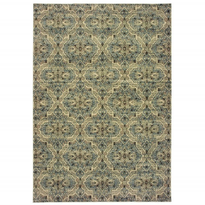 10' x 13' Geometric Area Rug - Ivory And Blue