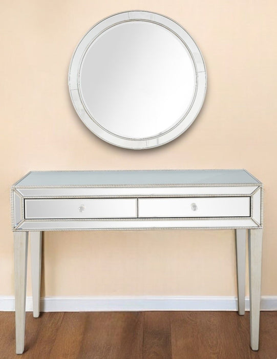 16.8" x 48" x 32.8" Mirrored Glass Console Table - Silver