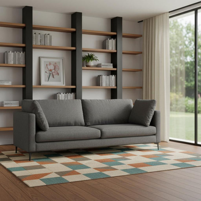 90" Fabric Sofa With Black Legs - Gray
