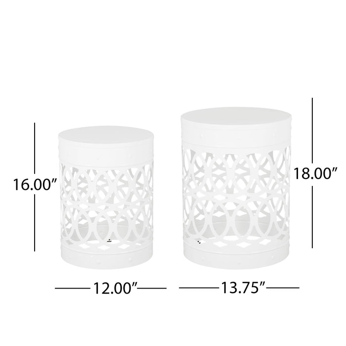 Outdoor Metal S/2 End Table