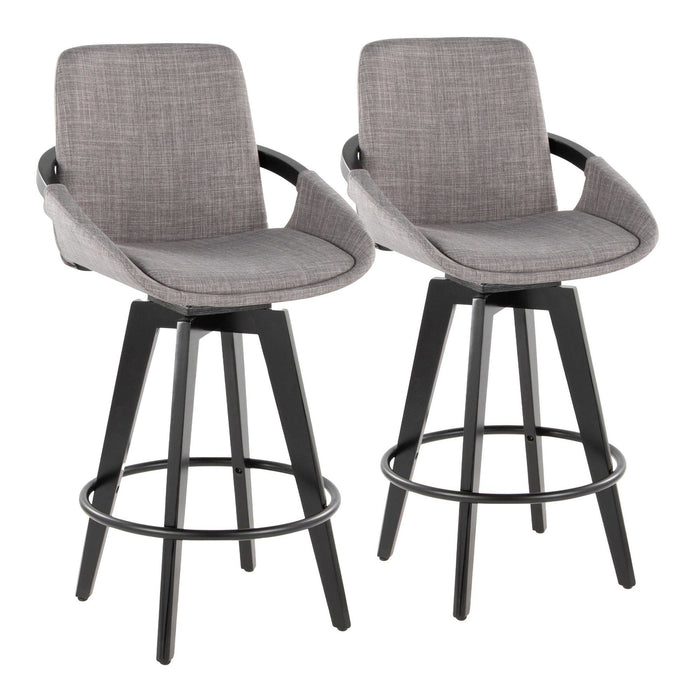 Cosmo - Fixed-Height Counter Stool (Set of 2) - Black Bamboo Base, Black Footrest