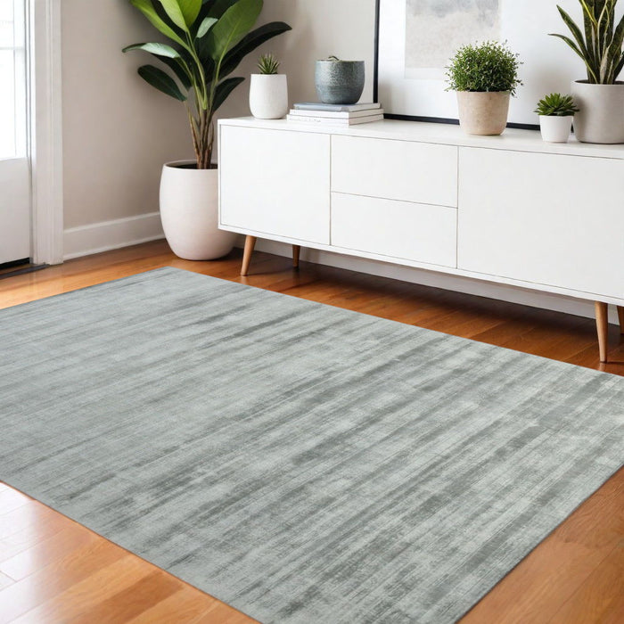 4' X 6' Abstract Hand Woven Area Rug - Silver And Gray