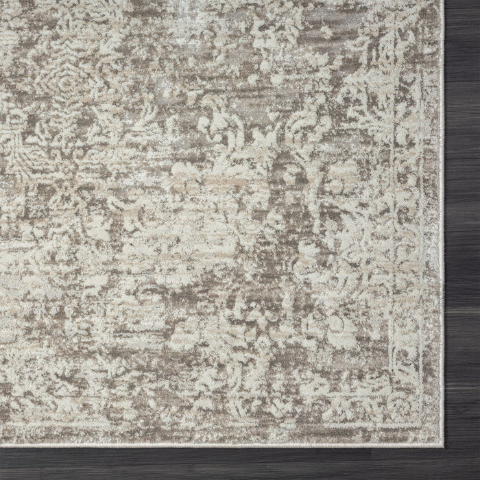 9' x 11.8' Abstract Distressed Polyester Area Rug - Gray