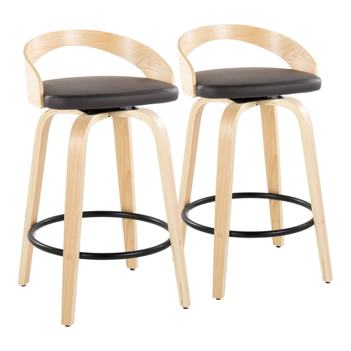 Grotto - 26" Fixed-Height Counter Stool (Set of 2) - Black & Natural Base