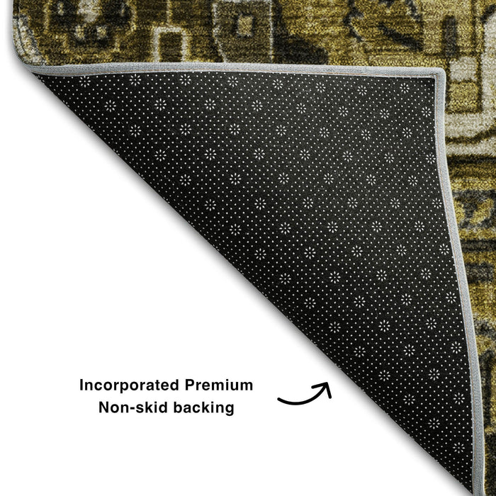 8' X 10' Oriental Washable Area Rug With UV Protection (649706) - Brown / Gray / Ivory