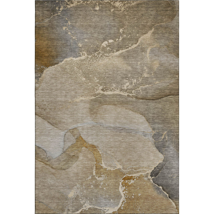 10' X 14' Abstract Washable Area Rug With UV Protection (647200) - Brown / Gray / Ivory