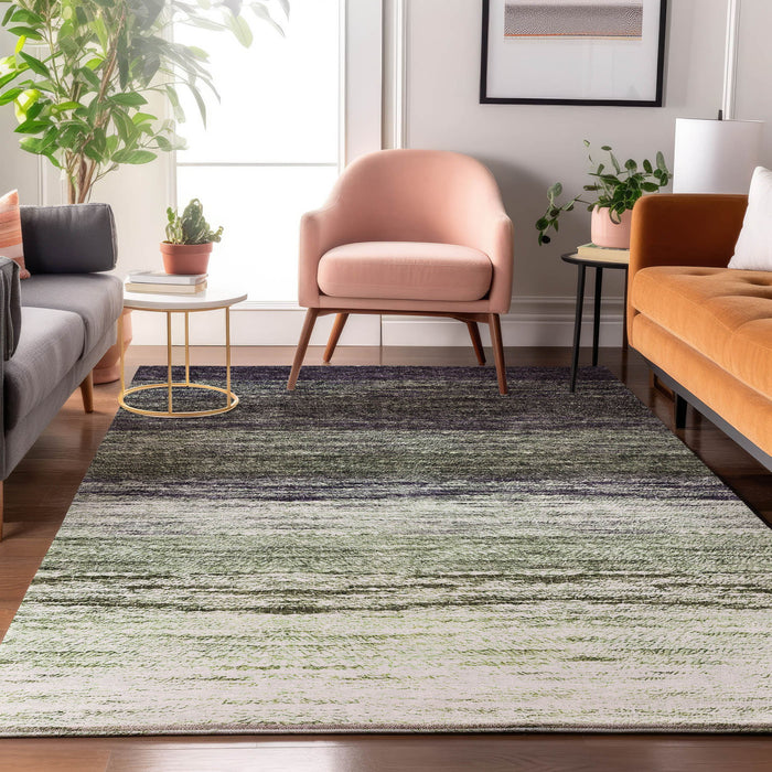 10' X 14' Ombre Washable Area Rug With UV Protection - Green