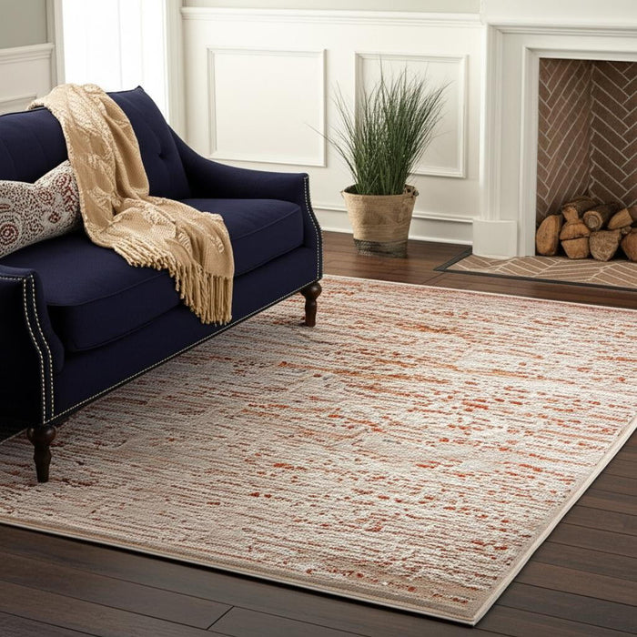 6' X 8' Tribal Washable Area Rug With UV Protection (609914) - Gray / White / Orange