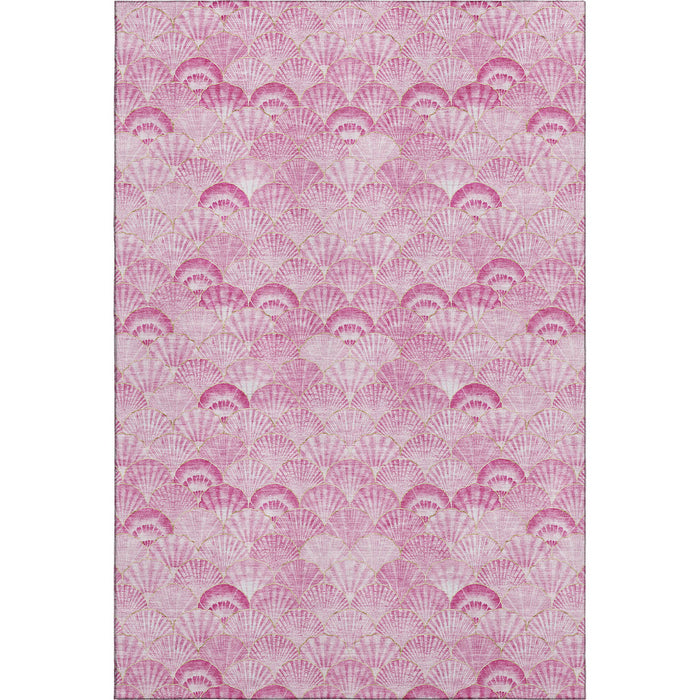 8' X 10' Geometric Washable Area Rug With UV Protection (645718) - Pink / Ivory