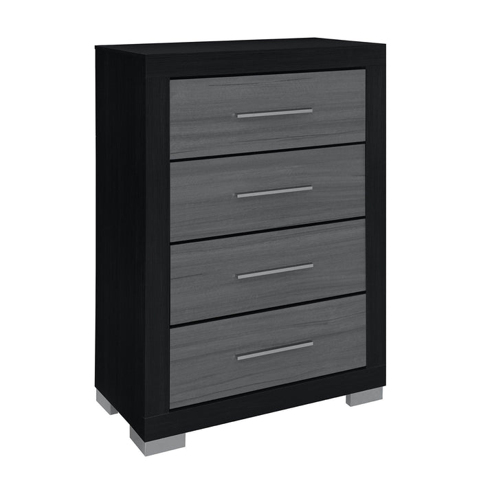 31" Wood Four Drawer Dresser - Black And Gray