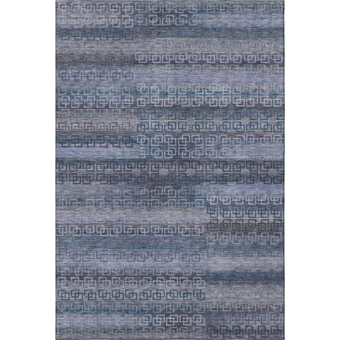 10' X 14' Striped Washable Area Rug With UV Protection (715117) - Taupe / Blue