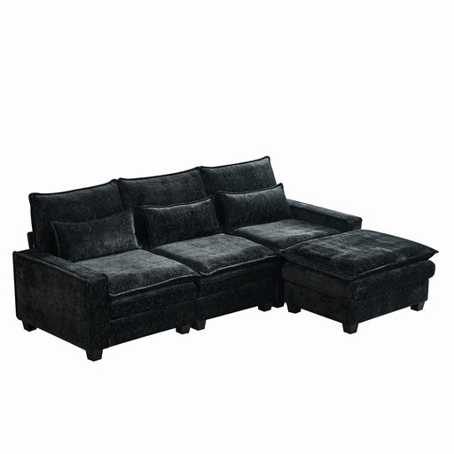 Giga modern L-shaped sectional sofa with movable ottoman, 2-piece living room set, plush fabric, and contemporary design.