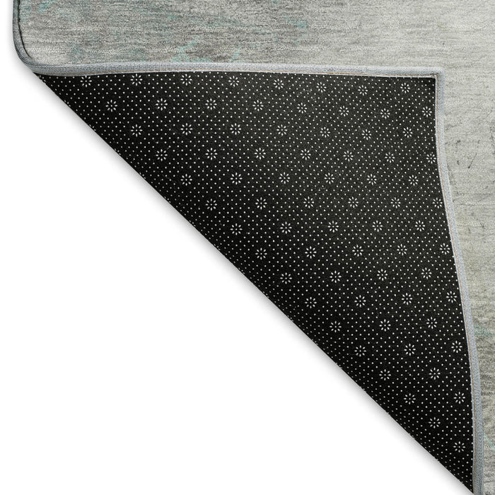 10' X 14' Striped Washable Area Rug With UV Protection (694302) - Teal / Gray / Silver