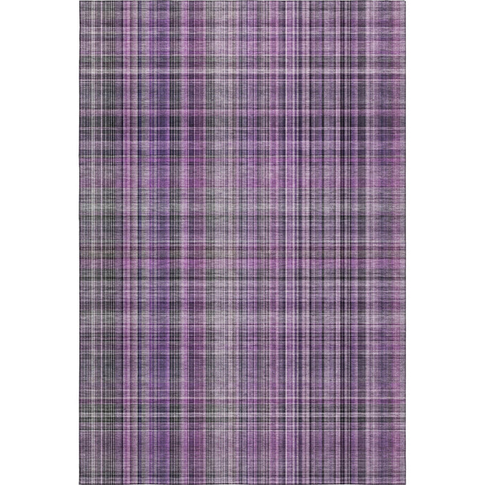 8' X 10' Plaid Washable Area Rug With UV Protection (648290) - Purple / Gray