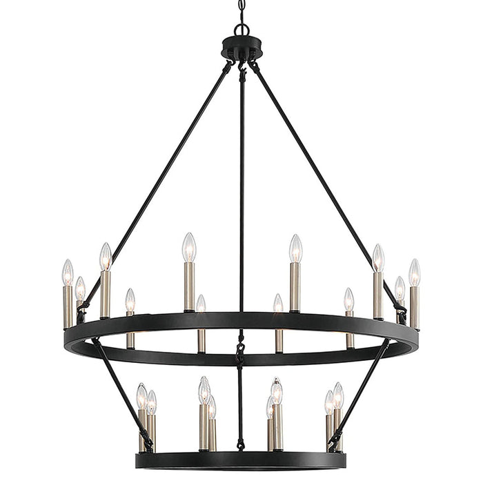 48" Candle Style Multi Light Metal Dimmable Chandelier - Black