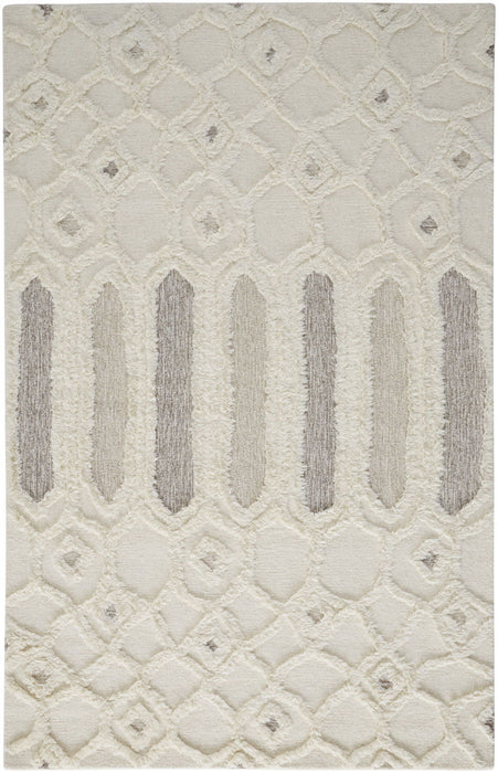 8' x 10' Wool Geometric Tufted Handmade Stain Resistant Area Rug - Ivory Taupe And Tan